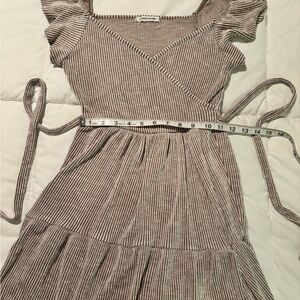 Caution To The Wind Brown Striped Mini Dress